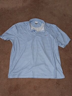 Greg Norman Collection Light Blue Patterned Polo
